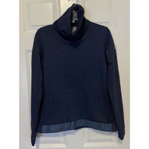 Nike Funnel Cowl Neck Pullover Top Dri Fit Navy Blue Sweatshirt Women's Small S